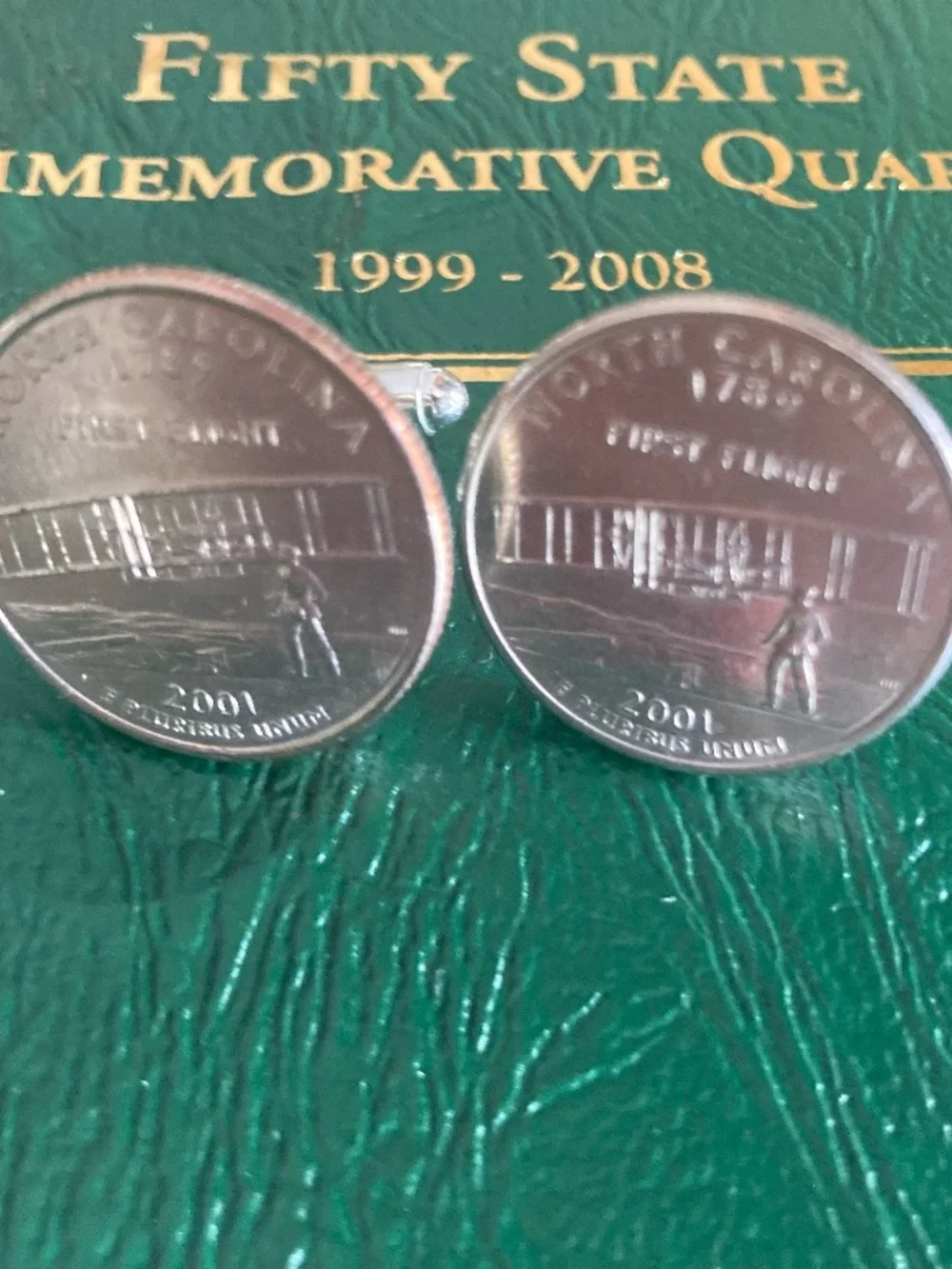 North Carolina State Quarter Cufflinks – 2001 Wright Brothers First Flight